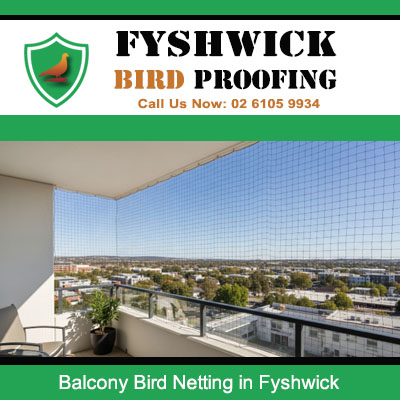 Discreet bird netting solution fitted to high level balcony at Fyshwick residence