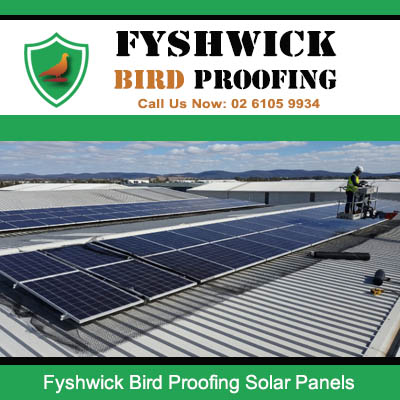 Professional solar panel bird proofing service on commercial rooftop at Fyshwick ACT